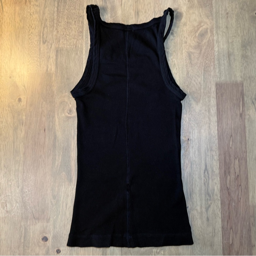 Re/Done Ribbed Racerback Tank, Black, Size Small - Picture 7 of 9